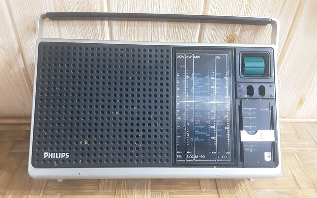 RADIO Vintage 1975 A TRANSISTOR PHILIPS 90RL650 /01R - funzionante ma senza antenna, alimentaazio a pilo o a cavo