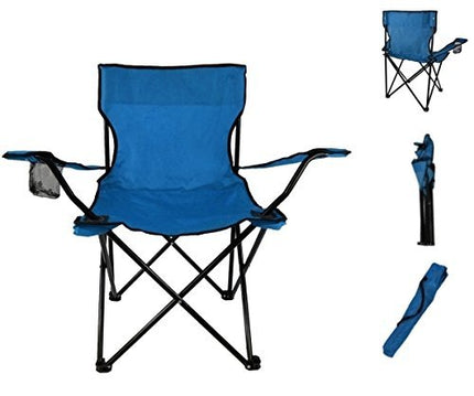 GrecoShop Sedia Pieghevole da Campeggio e Giardino con Braccioli – Richiudibile, Leggera e Resistente – Ideale per Esterno, Spiaggia, Pesca, Terrazzo e Balcone – Blu – Con borsa trasporto inclusa