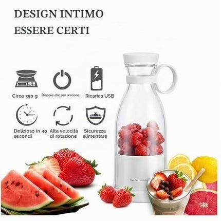 Deily-Max MAX-6045 Frullatore Portatile, 420 ml, Senza BPA, per Smoothie e Frutta, Ideale per Viaggi e Ufficio