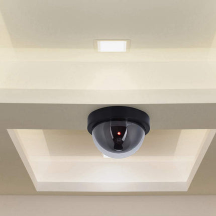 Topiky Videocamera di sicurezza fittizia, telecamera di sorveglianza simulata simmetrica antipolvere impermeabile per interni/esterni, con lampeggiante LED