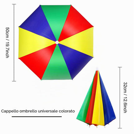 Heqishun 5 Pezzi Ombrello Cappello con Visiera Tappi con Fascia Elastica Arcobaleno da Testa per Pesca Spiaggia all'Aperto