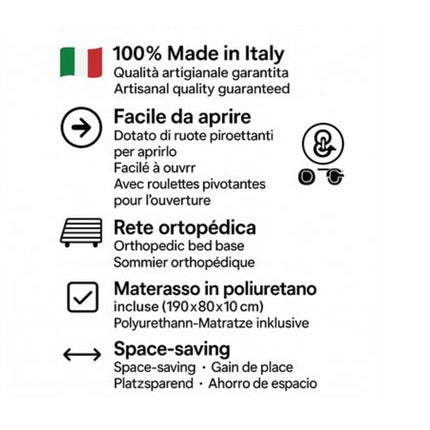 Generico Letto a scomparsa Magic bianco cemento, salvaspazio, richiudibile, materasso incluso - 100% MADE IN ITALY