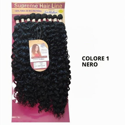 Extension Capelli Ricci Lunghi 75cm - Set 9 Pezzi 330g in Bioproteina – Look Naturale Voluminoso Ondulato – Scalatura Professionale 65/70/75cm - Effetto Riccio (Total Black), PAMELA