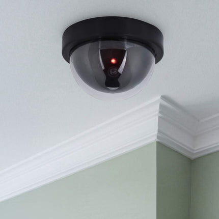 Topiky Videocamera di sicurezza fittizia, telecamera di sorveglianza simulata simmetrica antipolvere impermeabile per interni/esterni, con lampeggiante LED