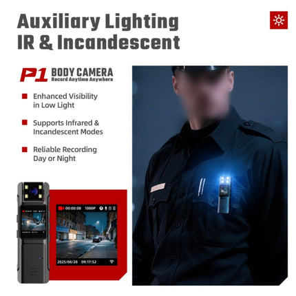 JoyousMall per mini fotocamera 1080P con obiettivo rotante a 180°, schermo da 1,3 pollici, ricarica di tipo C, registrazione audio per sicurezza, ciclismo, uso esterno (nero)