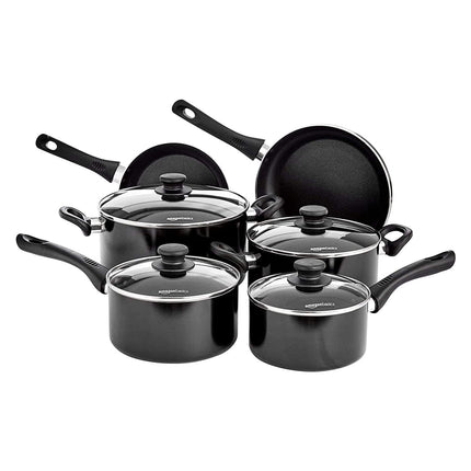 Amazon Basics - Set di pentole in ceramica antiaderente per induzione, 6 pezzi, con coperchi