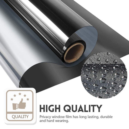 Pellicola Specchio Oscurante Per Vetro Finestre, Pellicola Adesiva Privacy, Pellicola Anti UV Solare Riflettente Per Vetri Unilaterale Adatta Per Ufficio Casa (Argento nero,60x400cm)