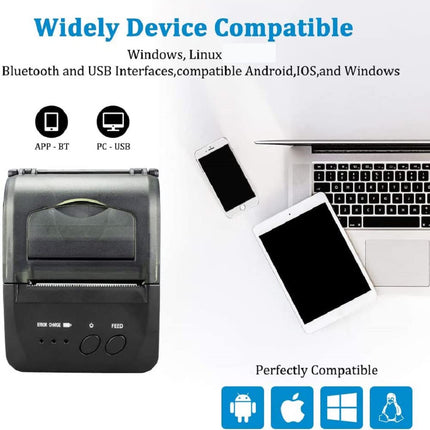 NETUM Stampante termica per ricevute Portatile da 58 mm con Bluetooth 4.0 e USB, Mini Stampante per Ricevute Supporto ESC/POS per Android/Windows (Cinturino Incluso)