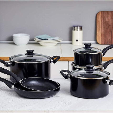 Amazon Basics - Set di pentole in ceramica antiaderente per induzione, 6 pezzi, con coperchi