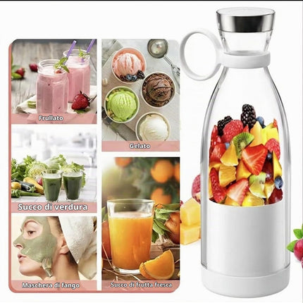 Deily-Max MAX-6045 Frullatore Portatile, 420 ml, Senza BPA, per Smoothie e Frutta, Ideale per Viaggi e Ufficio