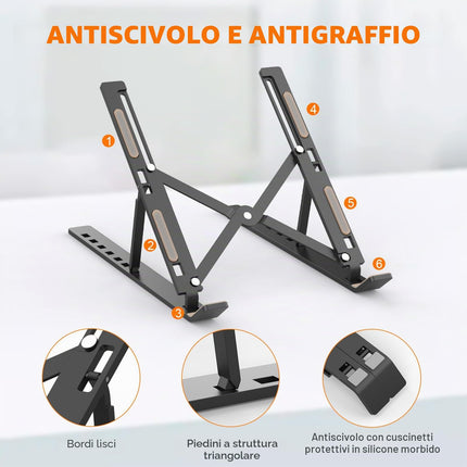 GRIFEMA Supporto PC Portatile e Laptop Regolabile, Rialzo Pieghevole