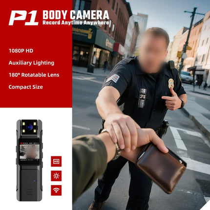 JoyousMall per mini fotocamera 1080P con obiettivo rotante a 180°, schermo da 1,3 pollici, ricarica di tipo C, registrazione audio per sicurezza, ciclismo, uso esterno (nero)