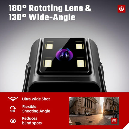 JoyousMall per mini fotocamera 1080P con obiettivo rotante a 180°, schermo da 1,3 pollici, ricarica di tipo C, registrazione audio per sicurezza, ciclismo, uso esterno (nero)