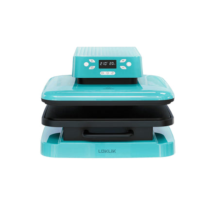LOKLIK - Pressa Termica Automatica per Personalizzare Magliette, Maglioni, Coperte, Asciugamani, Borse e Altri Tessuti Pressa Riscaldante Compatta Termoadesiva Stampa Tessile (Blu)