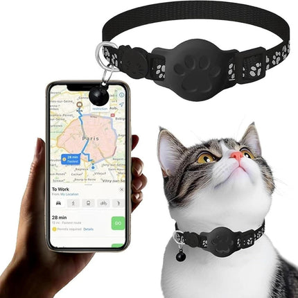 Collare GPS per Gatto Senza SIM e Senza Abbonamento, Localizzatore per Gatti Compatibile con Apple e Android Find My, Tracker Bluetooth con Posizione in Tempo Reale(Nero+Nero,IOS+Android)