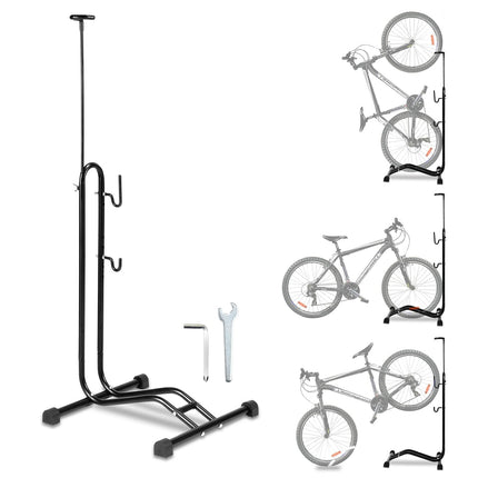 Joparri Reggiciclo ruota 20'' - 27.5'' standard nero (Da Pavimento) / Bike stand per ruote standard, orizzontale e verticale, regolabile in altezza