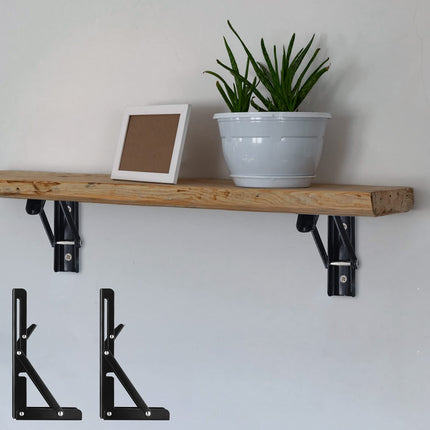 Console pieghevole, cerniere pieghevoli, con angolo di 90 gradi, angolo di montaggio pieghevole per casa, cucina, ufficio, tavolo, parete – nero (12 pollici)