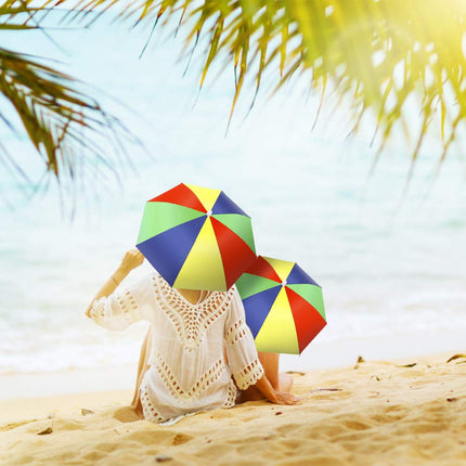 Heqishun 5 Pezzi Ombrello Cappello con Visiera Tappi con Fascia Elastica Arcobaleno da Testa per Pesca Spiaggia all'Aperto