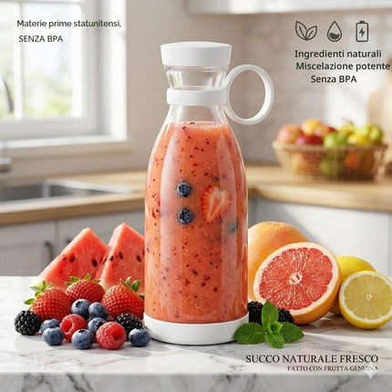 Deily-Max MAX-6045 Frullatore Portatile, 420 ml, Senza BPA, per Smoothie e Frutta, Ideale per Viaggi e Ufficio