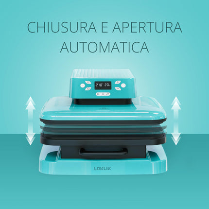 LOKLIK - Pressa Termica Automatica per Personalizzare Magliette, Maglioni, Coperte, Asciugamani, Borse e Altri Tessuti Pressa Riscaldante Compatta Termoadesiva Stampa Tessile (Blu)