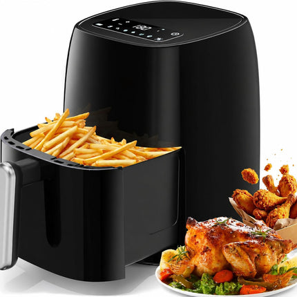 Friggitrice ad Aria 4,2L per 1-4 Persone, Airfryer 1500W 6 in 1, Flusso d'Aria Rapido, Display LED Touch, Temperatura e Timer Regolabili, Cestello Antiaderente Lavabile in Lavastoviglie, Senza Olio