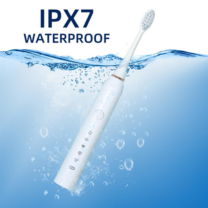 Spazzolino elettrico da 30.000 Vpm, ricaricabile, 6 testine, timer intelligente di 2 minuti, 5 modalità, con sbiancamento dei denti (Bianco)