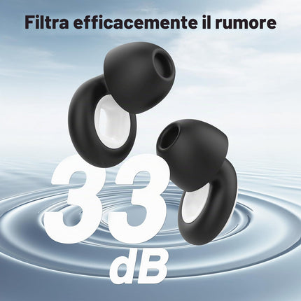 NEXAVIBE Tappi orecchie moto antirumore silicone 2 paia 33dB anti-vento
