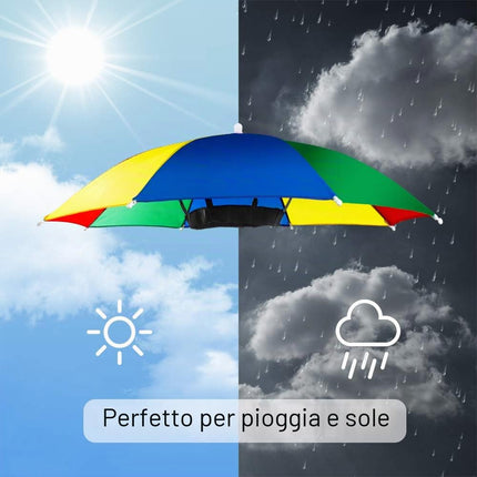 Heqishun 5 Pezzi Ombrello Cappello con Visiera Tappi con Fascia Elastica Arcobaleno da Testa per Pesca Spiaggia all'Aperto