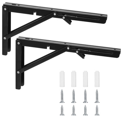 Console pieghevole, cerniere pieghevoli, con angolo di 90 gradi, angolo di montaggio pieghevole per casa, cucina, ufficio, tavolo, parete – nero (12 pollici)