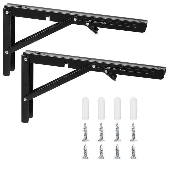Console pieghevole, cerniere pieghevoli, con angolo di 90 gradi, angolo di montaggio pieghevole per casa, cucina, ufficio, tavolo, parete – nero (12 pollici)