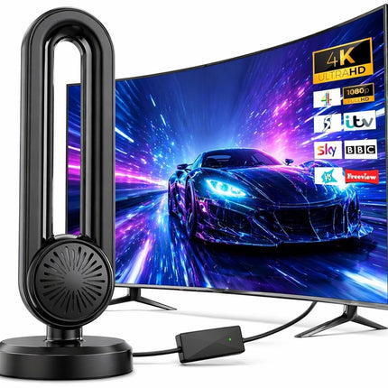 Antenna TV per interni, 2026 TV digitale Ariels da interni, a lungo raggio di oltre 350 miglia, con amplificatore di segnale per Freeview, antenna TV digitale amplificata 4K 1080P HD con cavo lungo