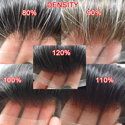 NLW Toupet da uomo in capelli veri, 100% naturale sistema di sostituzione dei capelli umani densità media, traspirante francese pizzo parrucca pezzo 8 * 10 pollici (#1B Natural Black)