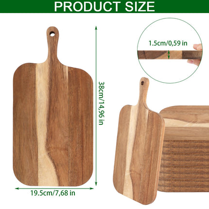 ZOFUN 2 taglieri in legno grande, 38 x 19,5 x 1,5 cm, tagliere in legno di acacia con manico per carne, formaggio, pane, verdure e frutta, con manico