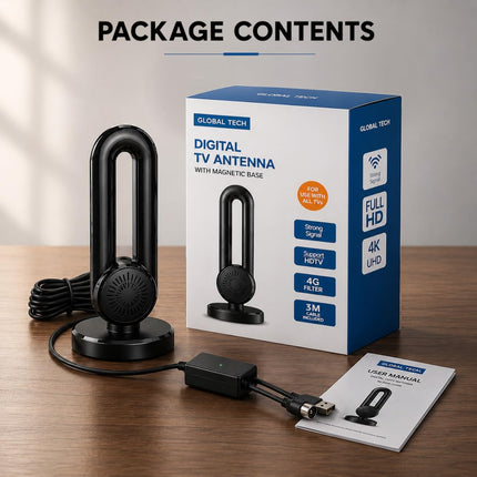 Antenna TV per interni, 2026 TV digitale Ariels da interni, a lungo raggio di oltre 350 miglia, con amplificatore di segnale per Freeview, antenna TV digitale amplificata 4K 1080P HD con cavo lungo