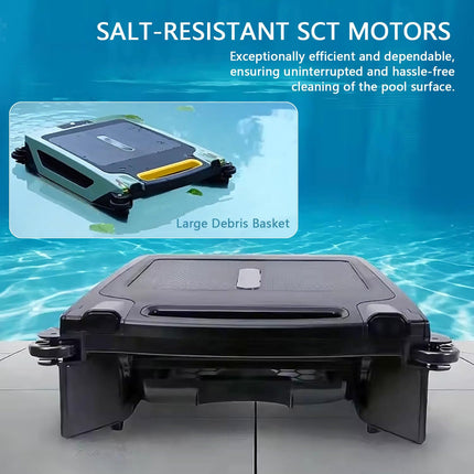 moupeaktain Skimmer per Piscina Senza Fili Ad Energia Solare, Robot Pulitore Automatico per Piscina, Aspirapolvere per Piscina con Doppia Ricarica / 2 modalità/Evita Ostacoli/Parcheggio Autonomo