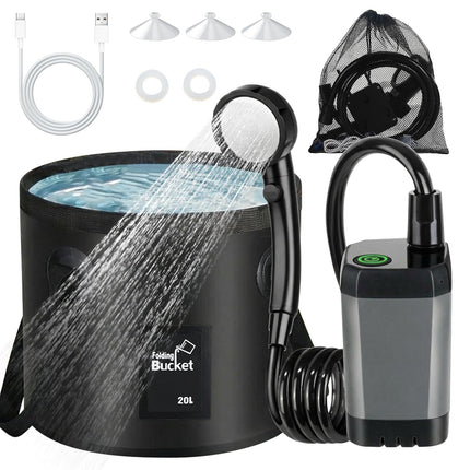 Doccia da Campeggio Portatile 20L Secchio Pieghevole 6000mAh Display LED