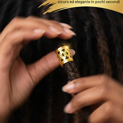 YIPFEN Accessori Dreadlock Trecce 290 Pezzi Oro - Anelli, Perline, Polsini. Kit decorazione versatile per festival, feste, eventi speciali. Crea uno stile unico e accattivante.