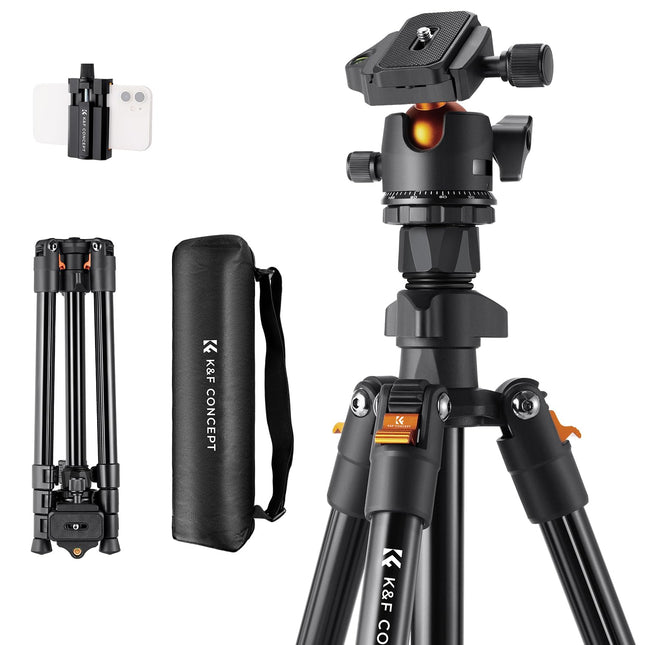 K&F CONCEPT Treppiede Fotocamera e Smartphone 163cm, Treppiede da Viaggio