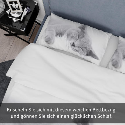 UGZDEA Set di biancheria da letto per gatti 135x200cm, in morbida microfibra 3D, con copripiumino e federa (Single（135x200cm）, A)