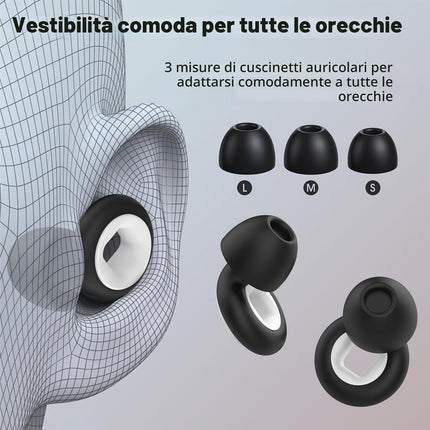 NEXAVIBE Tappi orecchie moto antirumore silicone 2 paia 33dB anti-vento