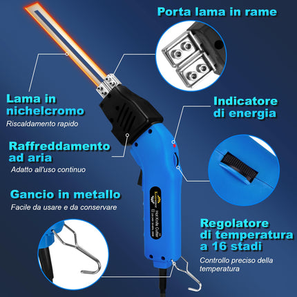 Komsepor Taglierina di schiuma Coltello caldo elettrico Taglierina di polistirolo Strumento di taglio della schiuma Coltello caldo raffreddato ad aria (Raffreddamento Blue-Air 200W)