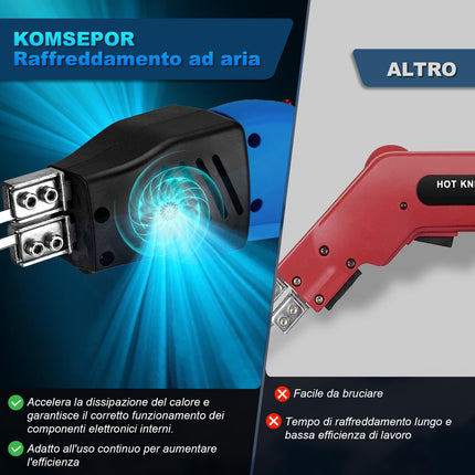 Komsepor Taglierina di schiuma Coltello caldo elettrico Taglierina di polistirolo Strumento di taglio della schiuma Coltello caldo raffreddato ad aria (Raffreddamento Blue-Air 200W)