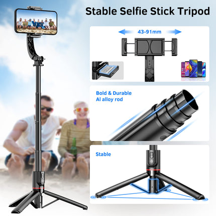 Stabilizzatore cardanico per smartphone con telecomando, treppiede estensibile in alluminio, rotazione automatica a 360°, bilanciamento automatico per registrazione video live, vlogging, YouTube,
