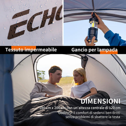 EchoSmile Tenda da Campeggio Pop Up 2/4/6 Posti Istantanea Tenda Campeggio
