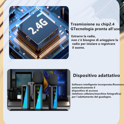 Microfono Lavalier Wireless per iPhone Android iPad, mini microfono, microfono wireless per la registrazione video, streaming, Podcast, Vlogging, Youtube, Tiktok,Trasmissioni dal Vivo, Interviste