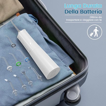 Vimmk Irrigatore Orale Senza Fili, Idropulsore Dentale ad Acqua con Irrigatore Orale Dentale Ricaricabile Impermeabile IPX7 per Viaggi a Casa (Bianco)