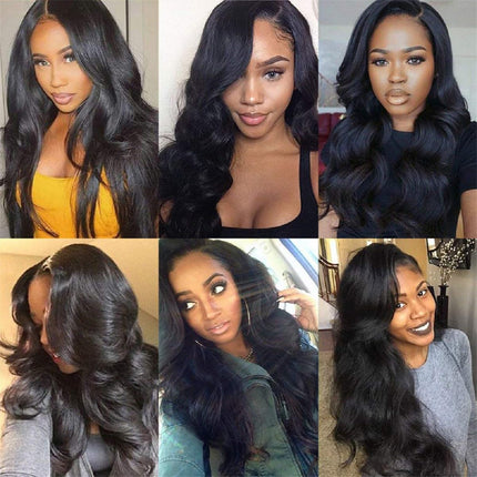 Salharer Parrucca Donna Capelli Veri Umani 13x6 Lace Front Wig Body Wave Human Hair Wig #1B Natural Black Wig Pre Plucked with Baby Hair 180% Density Hair 30 Pollice