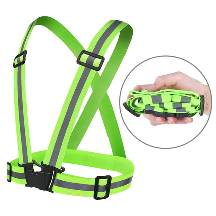 URAQT Gilet Catarifrangente e Bande Catarifrangenti, 2PCs Gilet Riflettente Corsa Alta visibilità e 4PCs Fasce Riflettenti, Regolabile Elastico Bande Riflettenti per Bici Jogging Ciclismo Sport