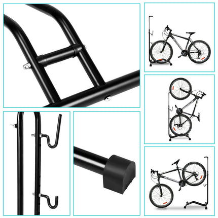 Joparri Reggiciclo ruota 20'' - 27.5'' standard nero (Da Pavimento) / Bike stand per ruote standard, orizzontale e verticale, regolabile in altezza