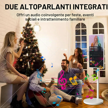 TV Intelligente Portatile FHD 2ª Generazione, Android 12, TV-Tablet Rotolante su Ruote, Batteria 6000mAh Integrata, Rotazione Completa – per Cinema Casa & Presentazioni Ufficio 21.5-4/64G